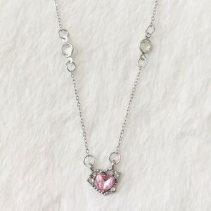 5/$15 🩷 MUST BUNDLE Delicate Pink Heart Pendant Necklace - Silver Tone